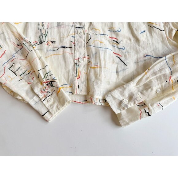 NWT BANANA REPUBLIC Desert Ramie Cropped Button Down Skimmer Shirt, Size XS - Picture 9 of 16